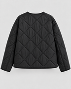 Women's Quilted Liner Jacket - Collarless Button Front Relaxed Fit