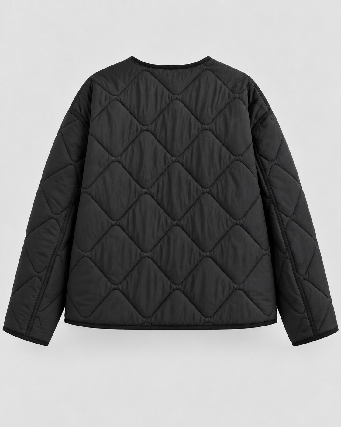 Women's Quilted Liner Jacket - Collarless Button Front Relaxed Fit