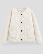 Women's Quilted Liner Jacket - Collarless Button Front Relaxed Fit