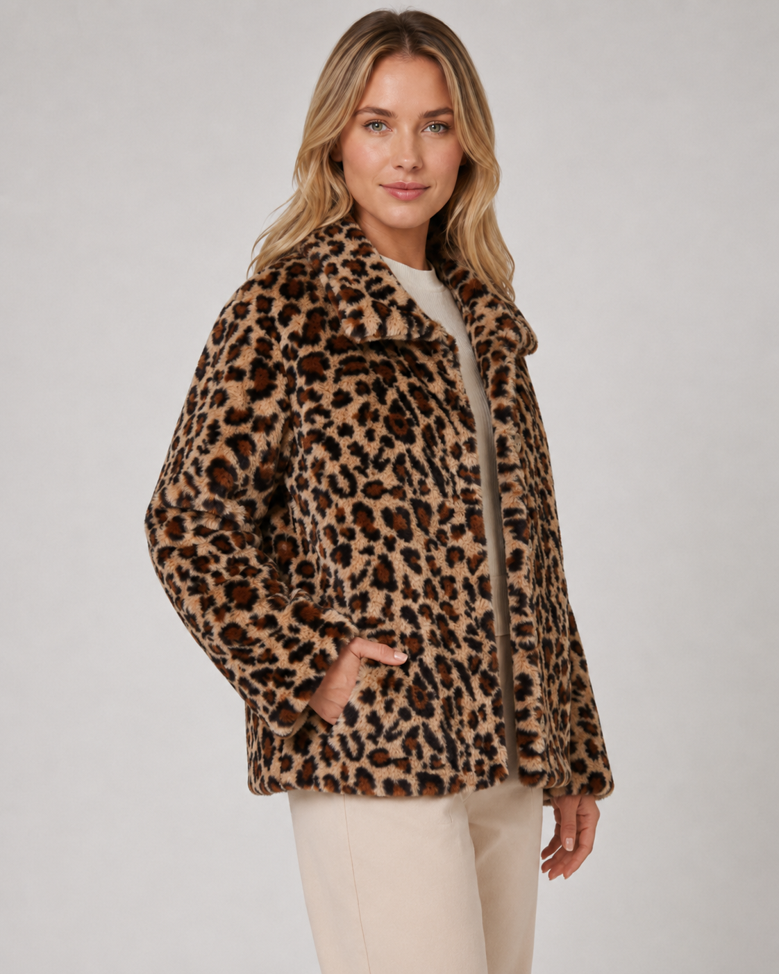 Women's Reversible Leopard Print Jacket - Quilted Button Front