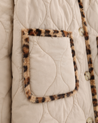 Women's Reversible Leopard Print Jacket - Quilted Button Front
