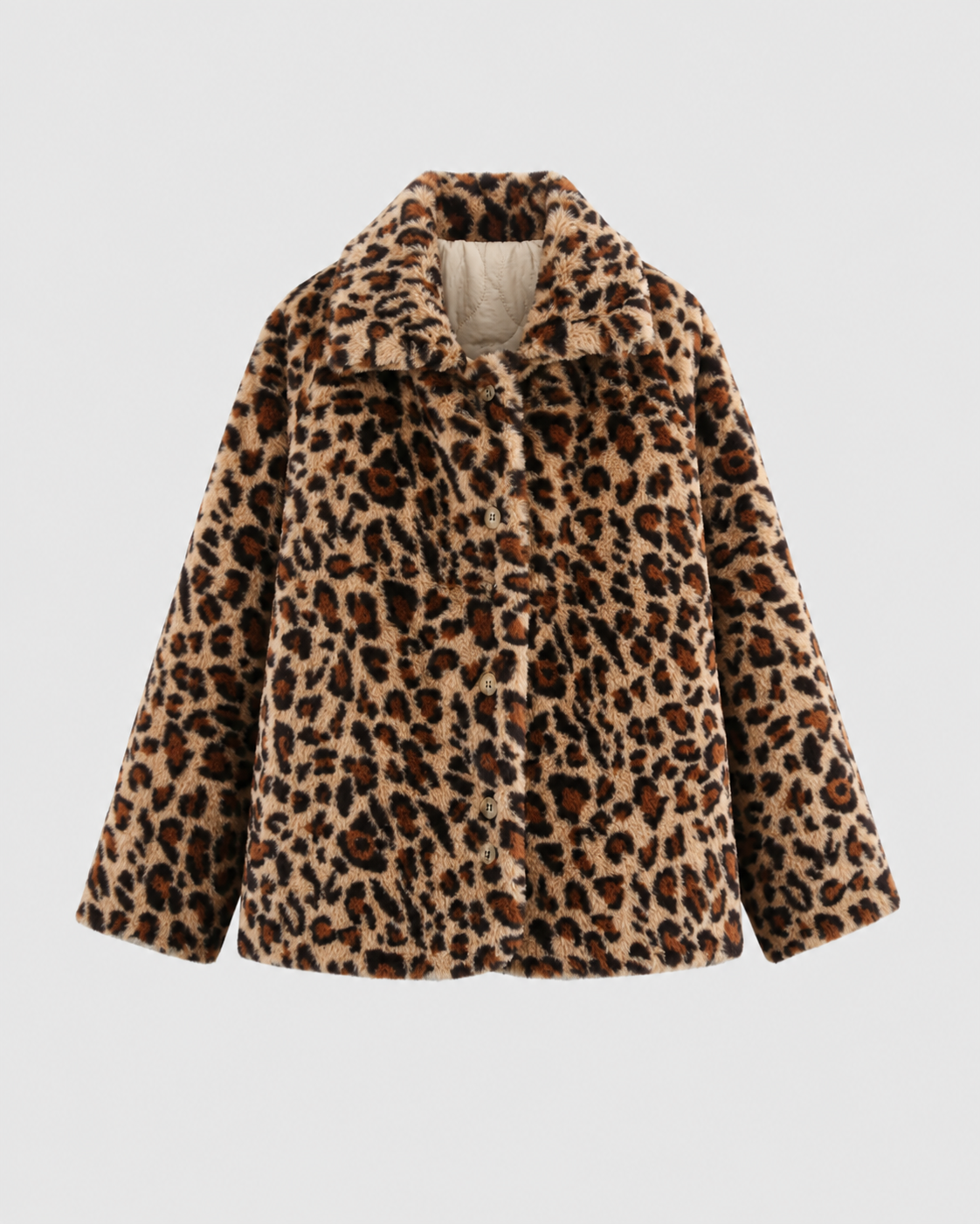 Women's Reversible Leopard Print Jacket - Quilted Button Front