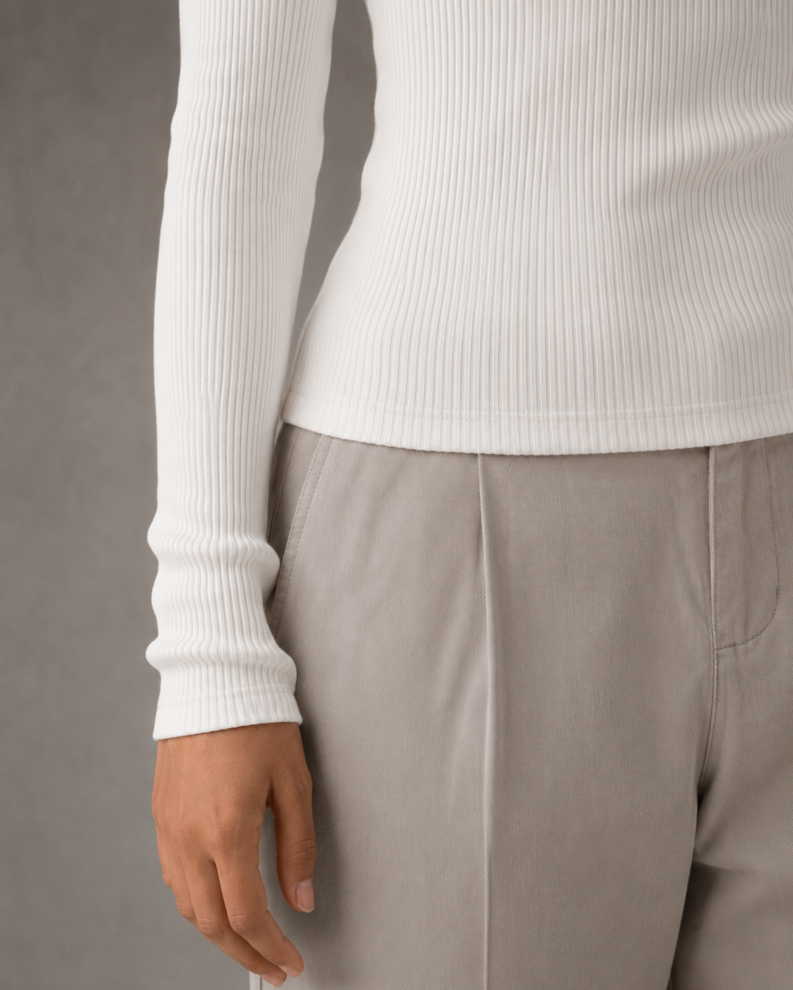Women's Ribbed Henley Long Sleeve Top - Button Front Slim Fit