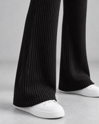 Women's Ribbed Knit Wide-Leg Sweatpants – High-Rise Full Length