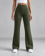 Women's Ribbed Knit Wide-Leg Sweatpants – High-Rise Full Length