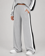 Women's Ribbed Polo Collar Co-Ord with Side Stripe