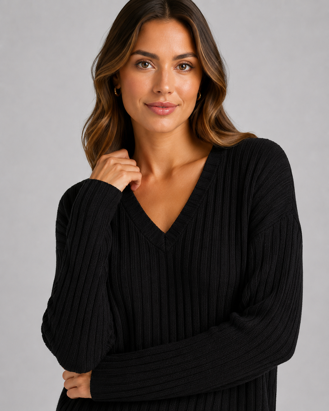 Women's Ribbed V-Neck Knitted Lounge Set