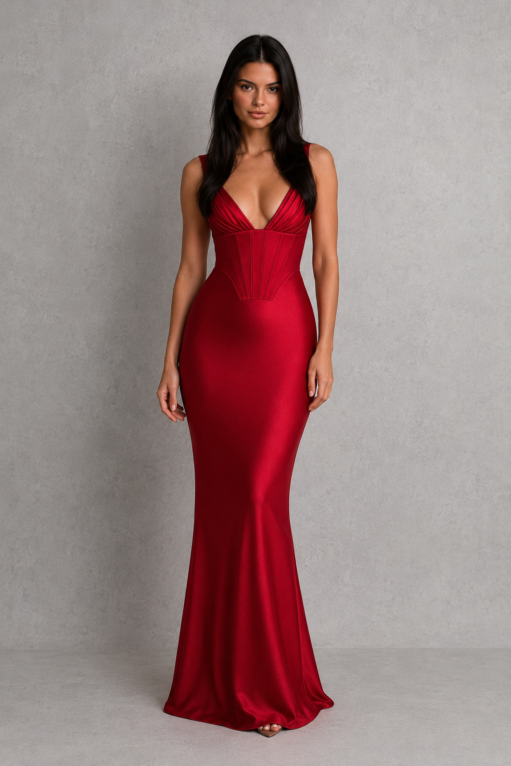 Women's Satin Corset Maxi Dress