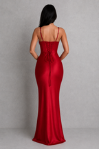 Women's Satin Corset Maxi Dress