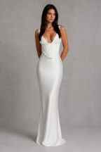 Women's Satin Corset Maxi Dress