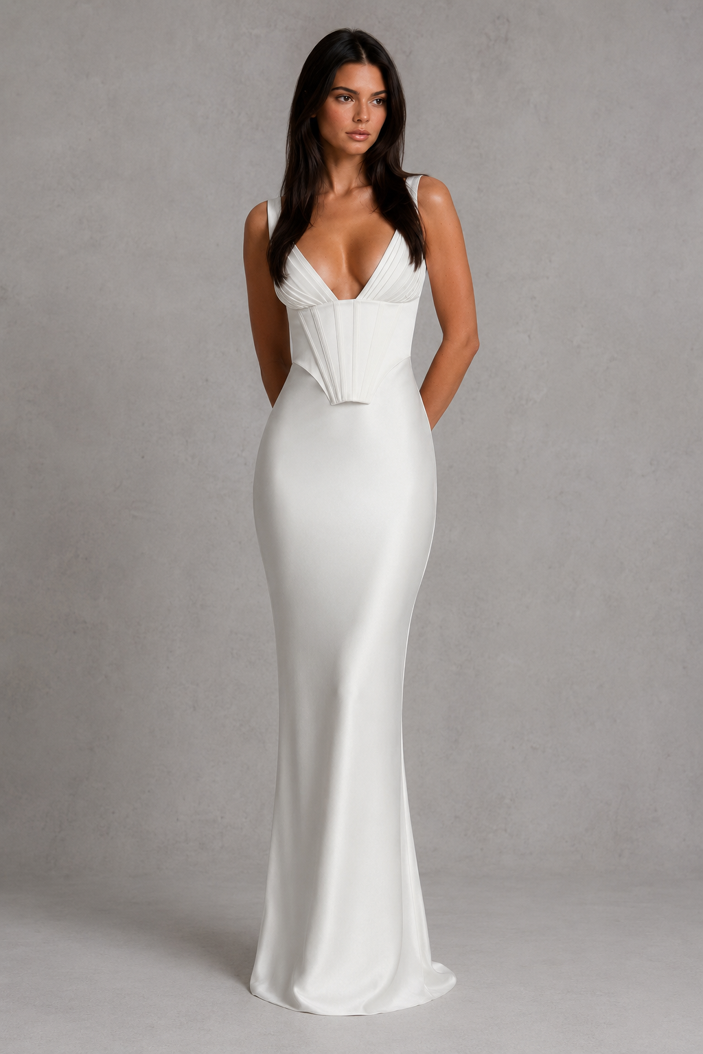 Women's Satin Corset Maxi Dress