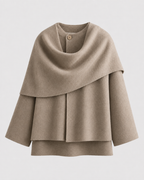 Women's Scarf Coat - Draped Cape Collar Boxy Fit