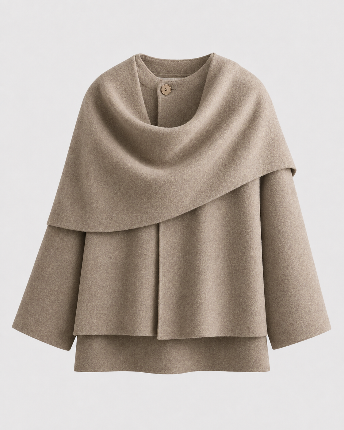 Women's Scarf Coat - Draped Cape Collar Boxy Fit