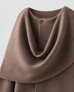 Women's Scarf Coat - Draped Cape Collar Boxy Fit