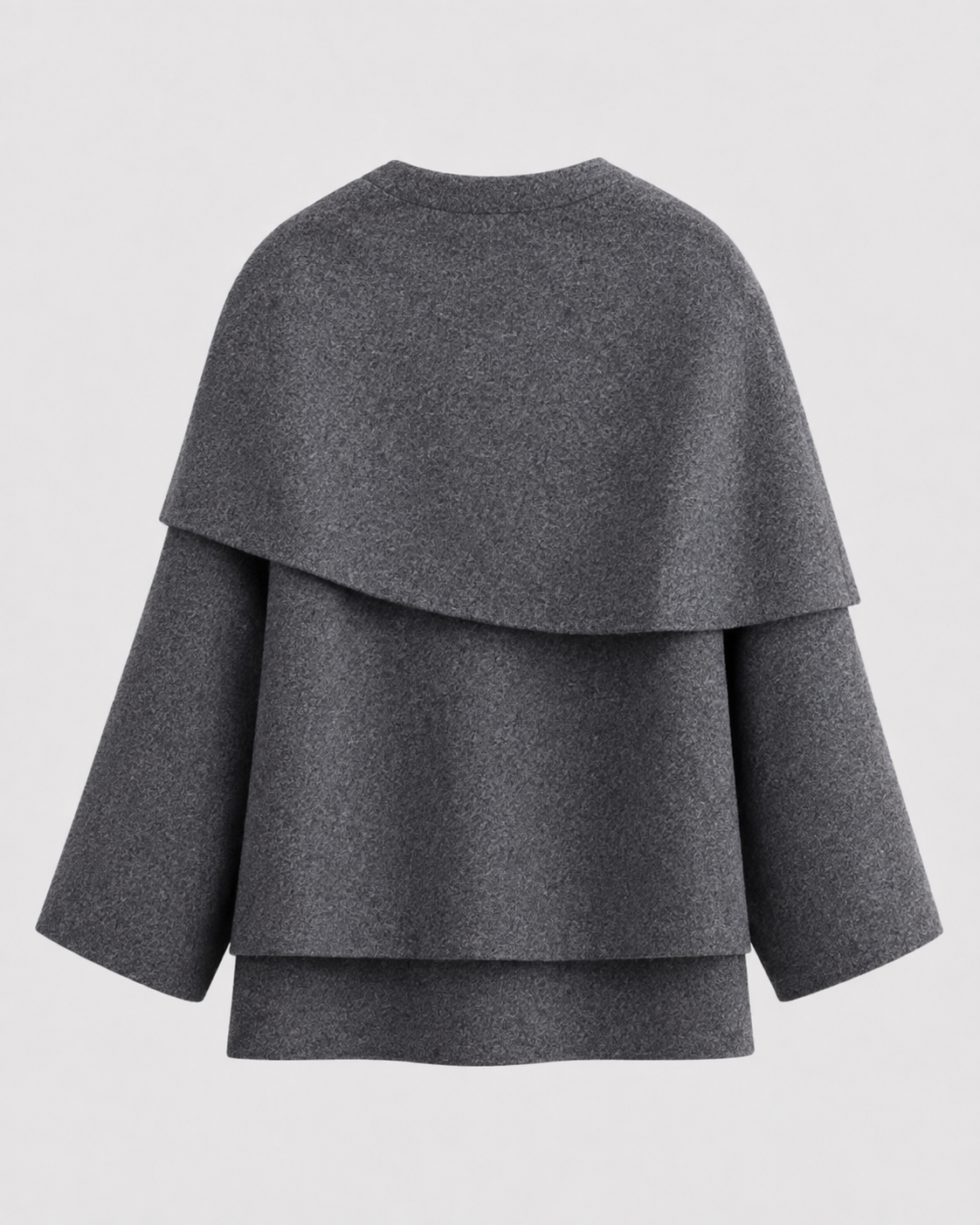 Women's Scarf Coat - Draped Cape Collar Boxy Fit