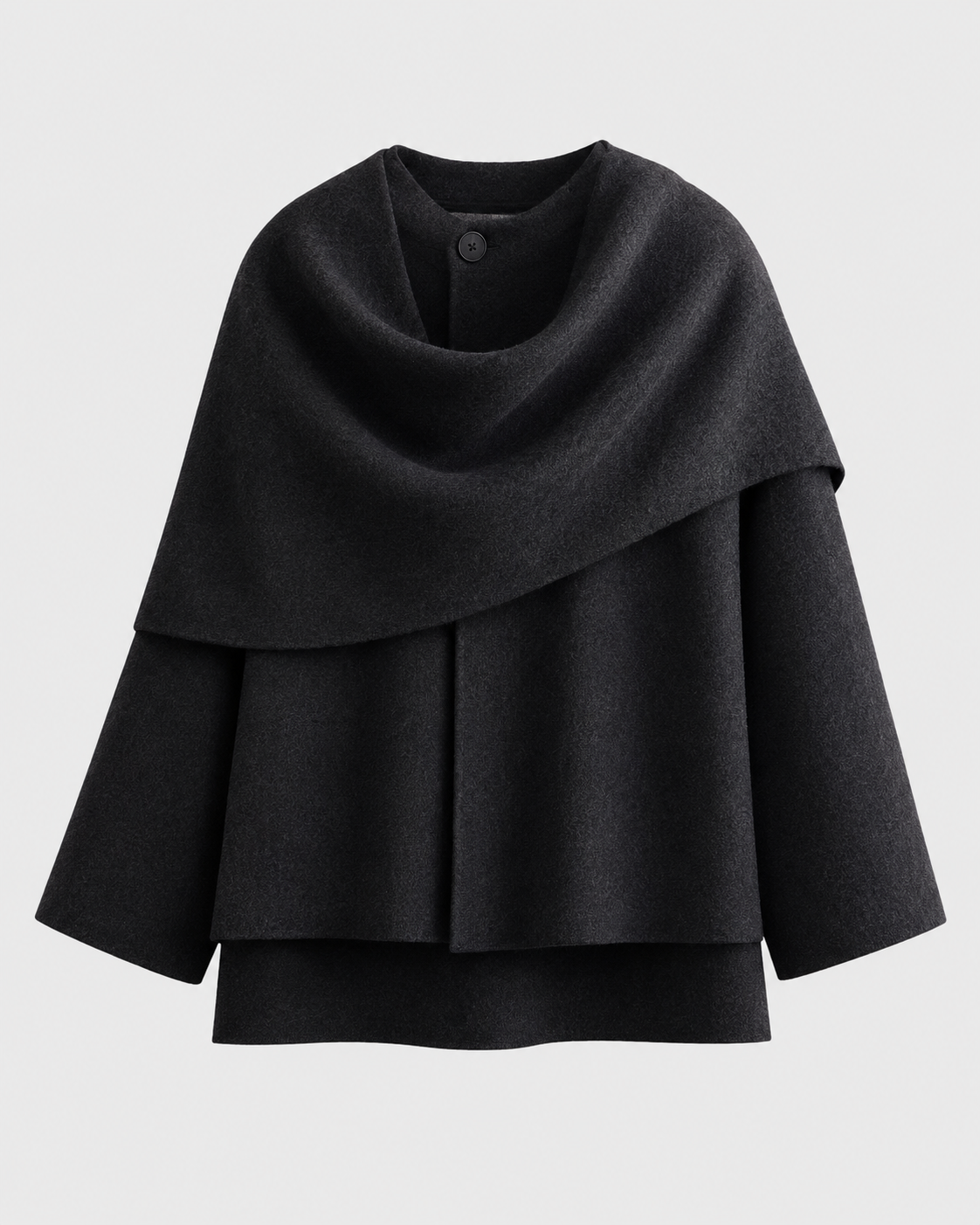 Women's Scarf Coat - Draped Cape Collar Boxy Fit