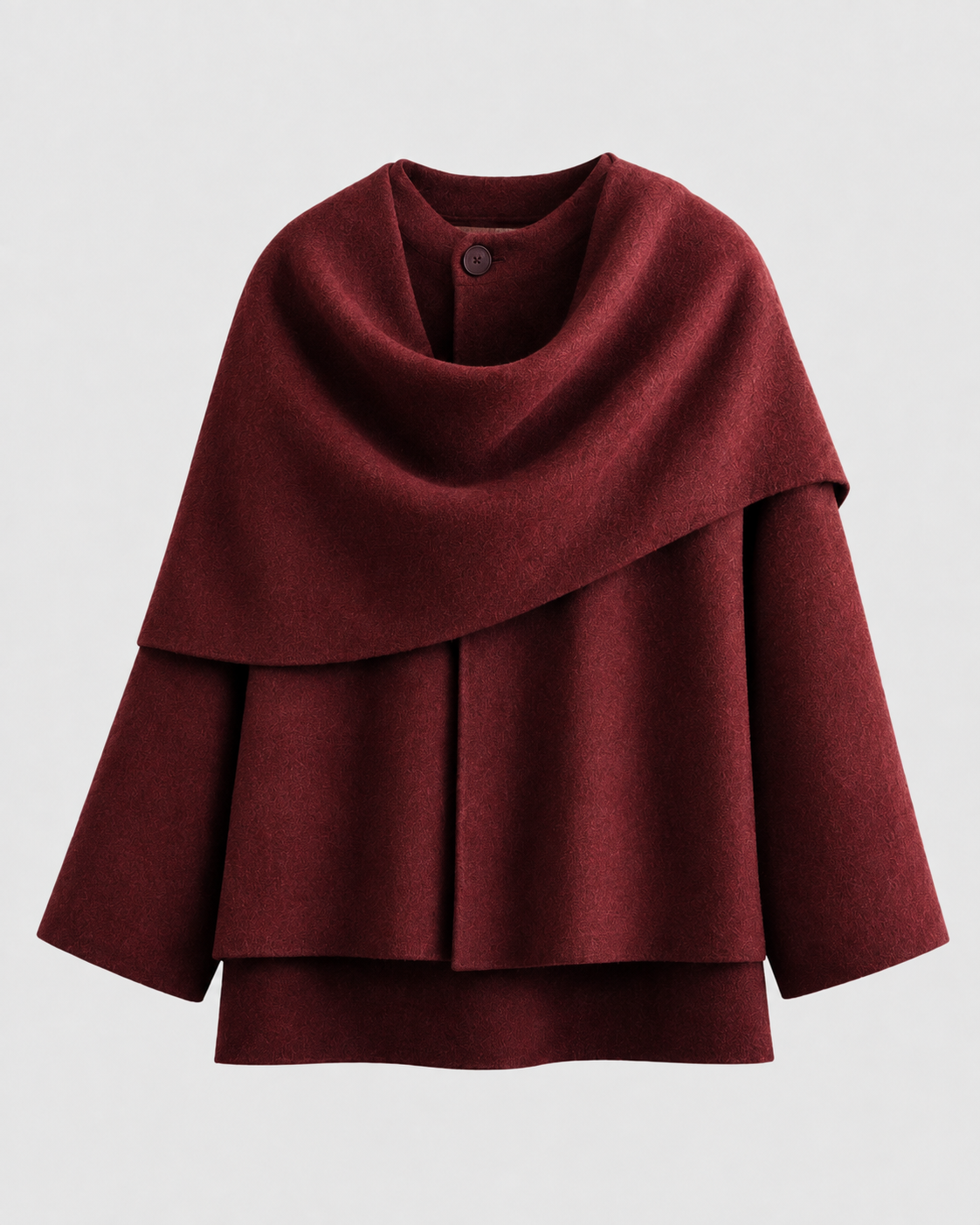 Women's Scarf Coat - Draped Cape Collar Boxy Fit