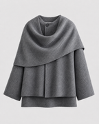 Women's Scarf Coat - Draped Cape Collar Boxy Fit