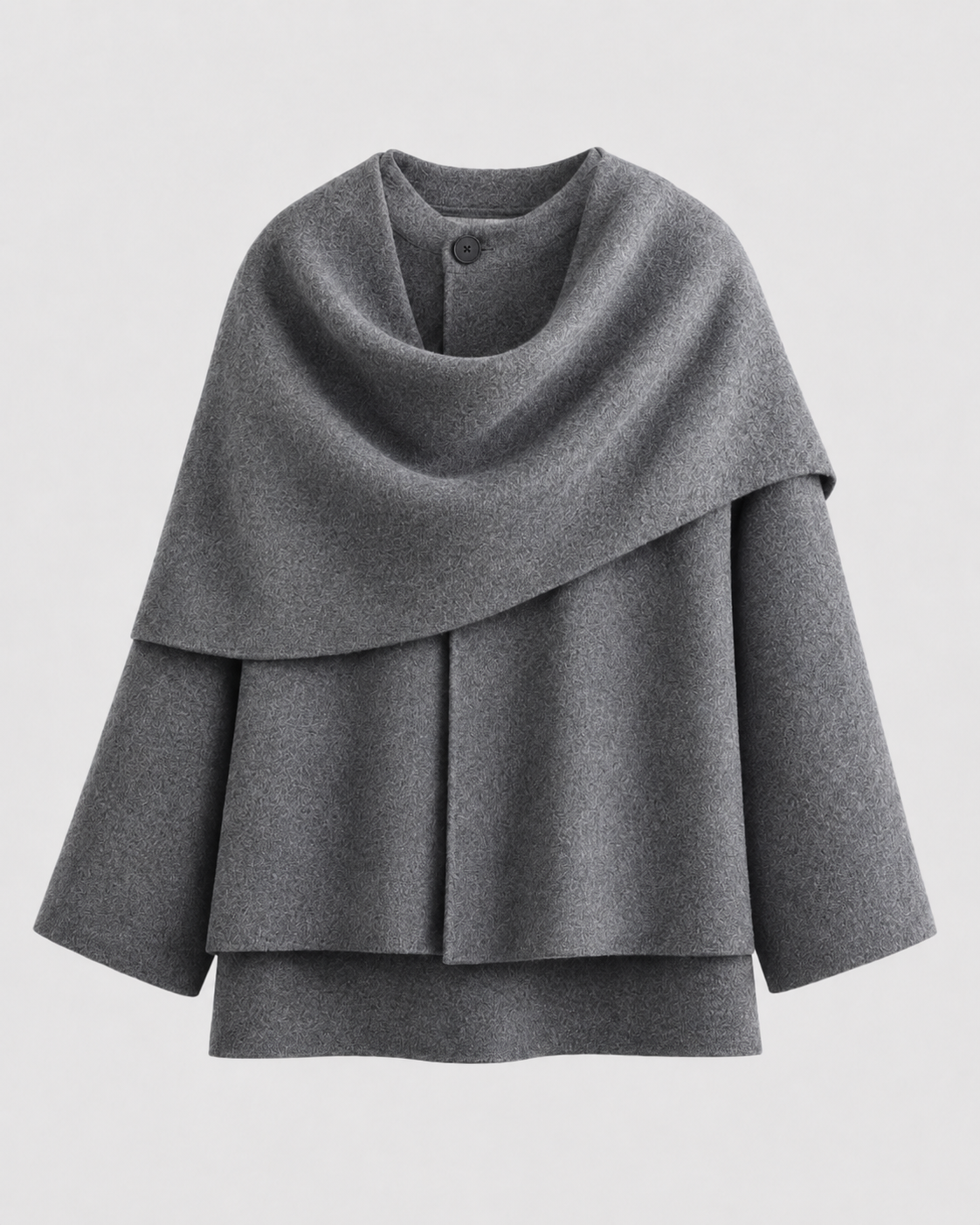 Women's Scarf Coat - Draped Cape Collar Boxy Fit