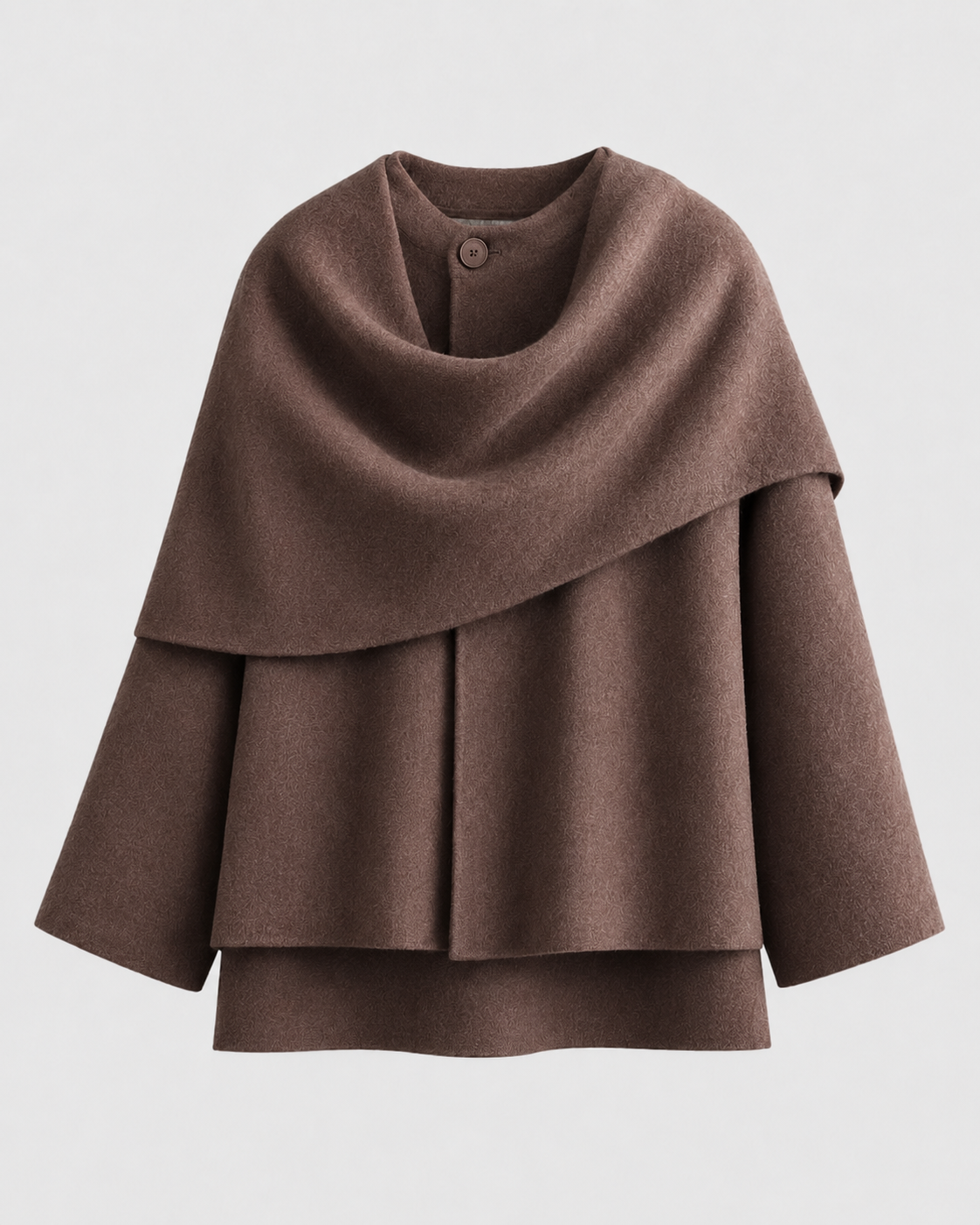 Women's Scarf Coat - Draped Cape Collar Boxy Fit