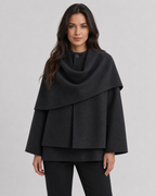 Women's Scarf Coat - Draped Cape Collar Boxy Fit