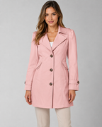 Women's Short Trench Coat – Single-Breasted Notched Lapel