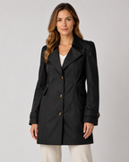 Women's Short Trench Coat – Single-Breasted Notched Lapel