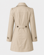 Women's Short Trench Coat – Single-Breasted Notched Lapel