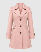 Women's Short Trench Coat – Single-Breasted Notched Lapel