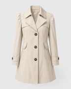Women's Short Trench Coat – Single-Breasted Notched Lapel