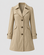 Women's Short Trench Coat – Single-Breasted Notched Lapel