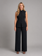 Women's Sleeveless Co-Ord Set - Button Top & Pants