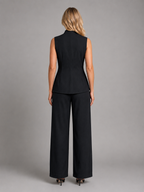 Women's Sleeveless Co-Ord Set - Button Top & Pants