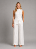Women's Sleeveless Co-Ord Set - Button Top & Pants