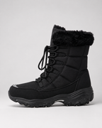 Women's Snow Boots - Quilted Lace-Up Faux Fur Cuff Chunky Sole