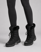 Women's Snow Boots - Quilted Lace-Up Faux Fur Cuff Chunky Sole