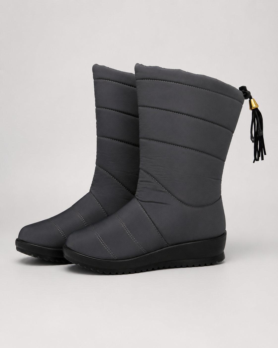 Women's Snow Boots - Quilted Mid-Calf Padded