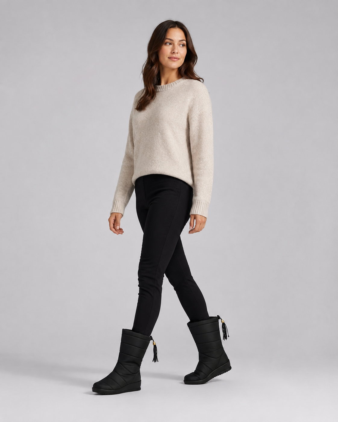 Women's Snow Boots - Quilted Mid-Calf Padded