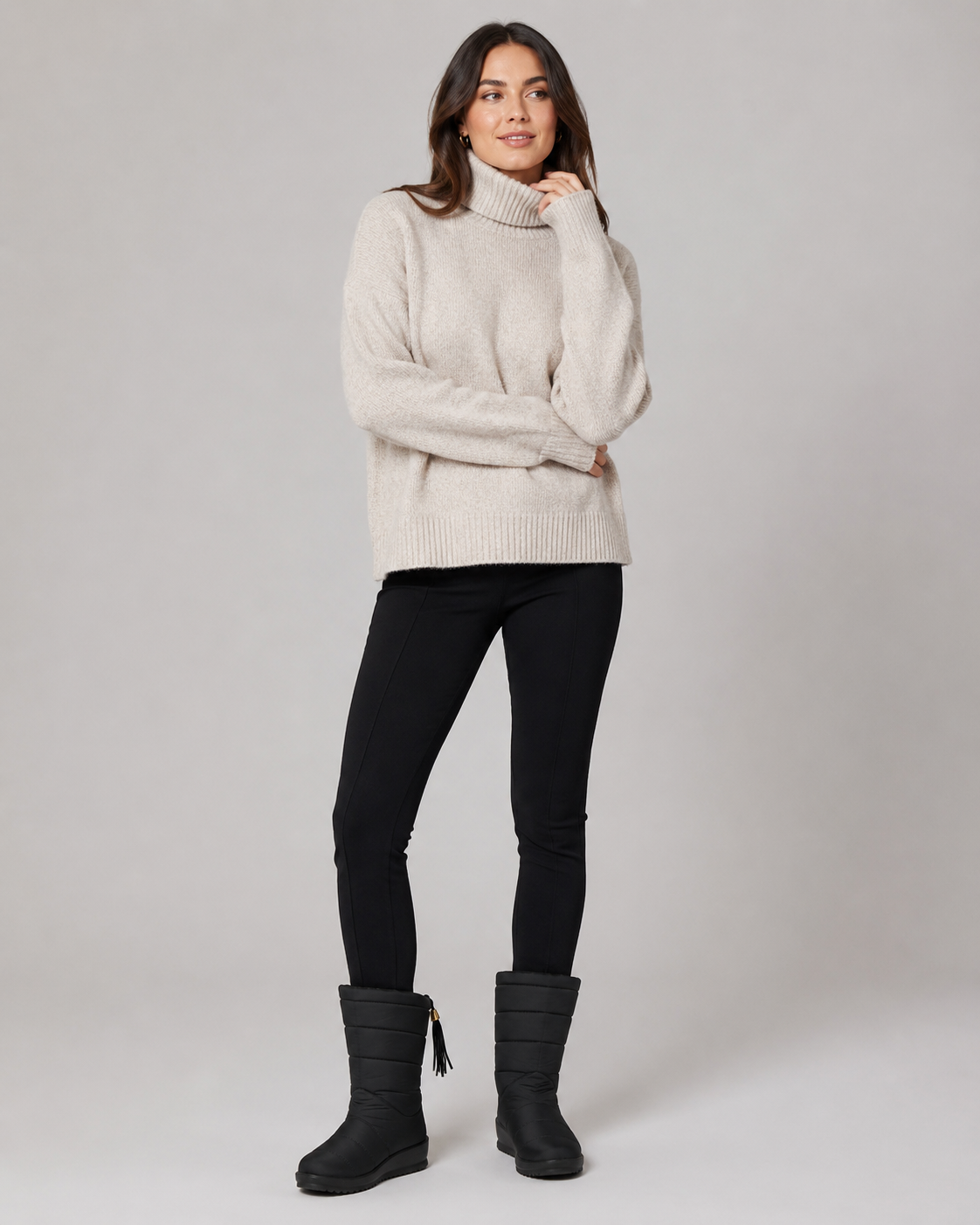 Women's Snow Boots - Quilted Mid-Calf Padded
