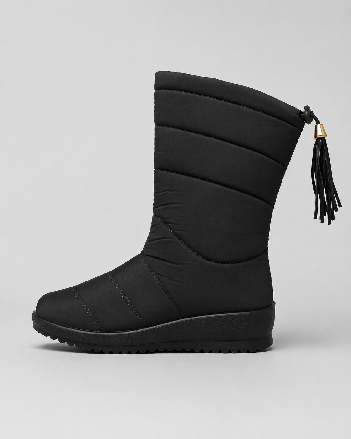 Women's Snow Boots - Quilted Mid-Calf Padded