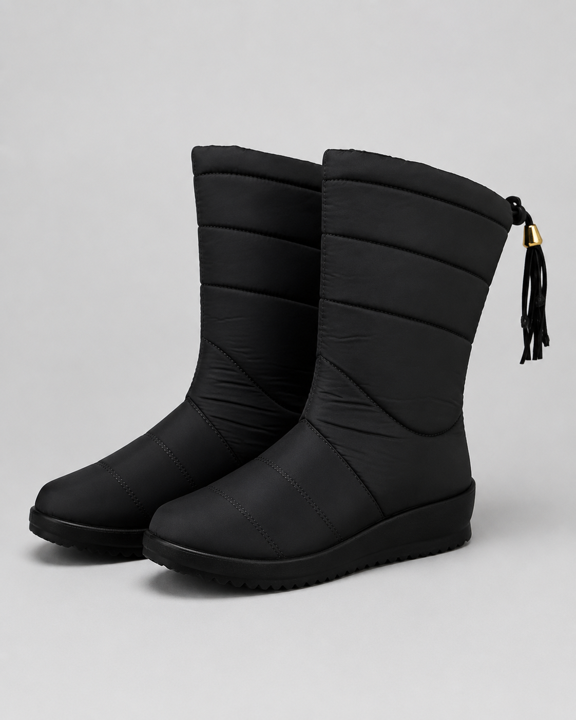 Women's Snow Boots - Quilted Mid-Calf Padded