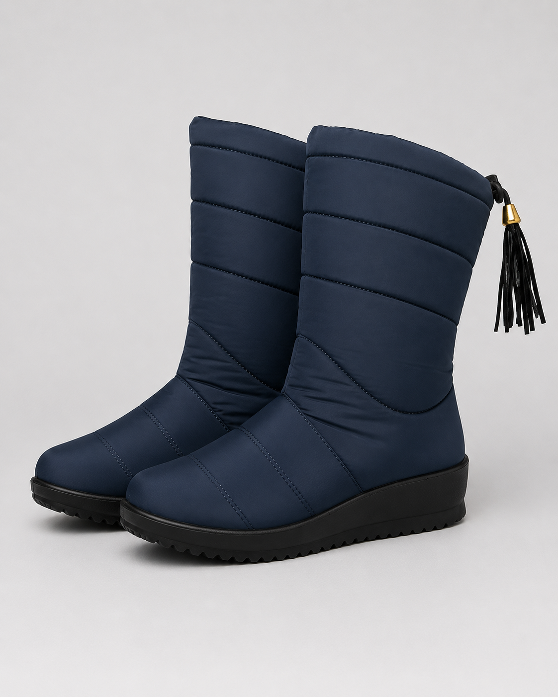 Women's Snow Boots - Quilted Mid-Calf Padded