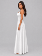 Women's Square Neck Maxi Dress - A-Line Fit