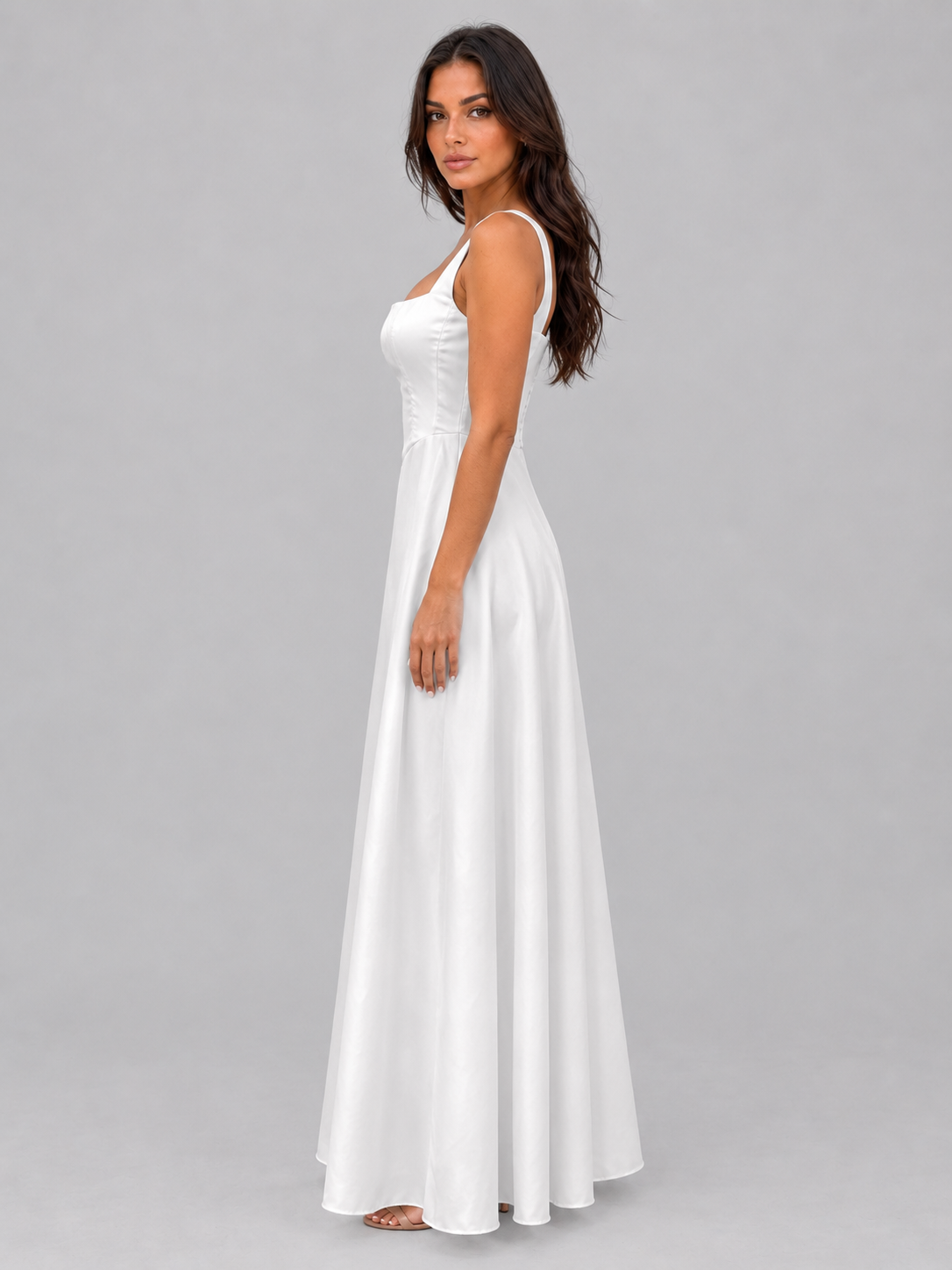 Women's Square Neck Maxi Dress - A-Line Fit