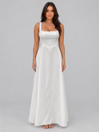 Women's Square Neck Maxi Dress - A-Line Fit