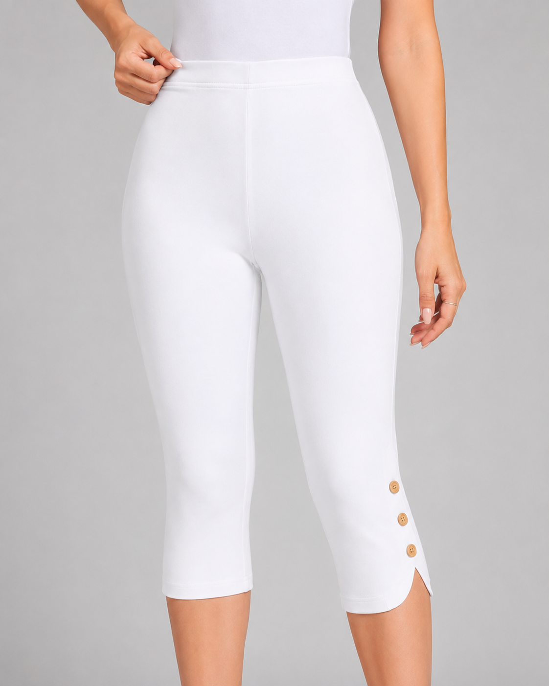 Women's Stretch Capri Leggings - High Waist Fit