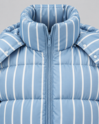 Women's Striped Hooded Puffer Jacket - Oversized Zip-Up Fit