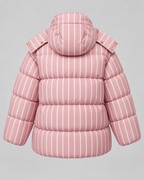 Women's Striped Hooded Puffer Jacket - Oversized Zip-Up Fit