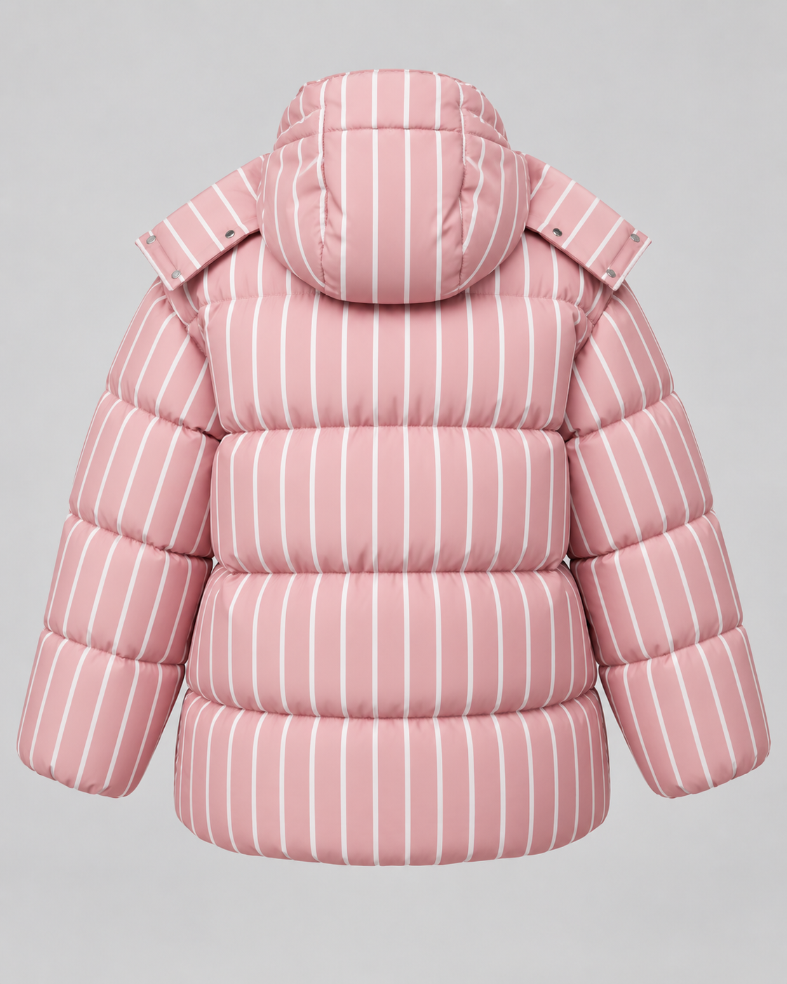 Women's Striped Hooded Puffer Jacket - Oversized Zip-Up Fit