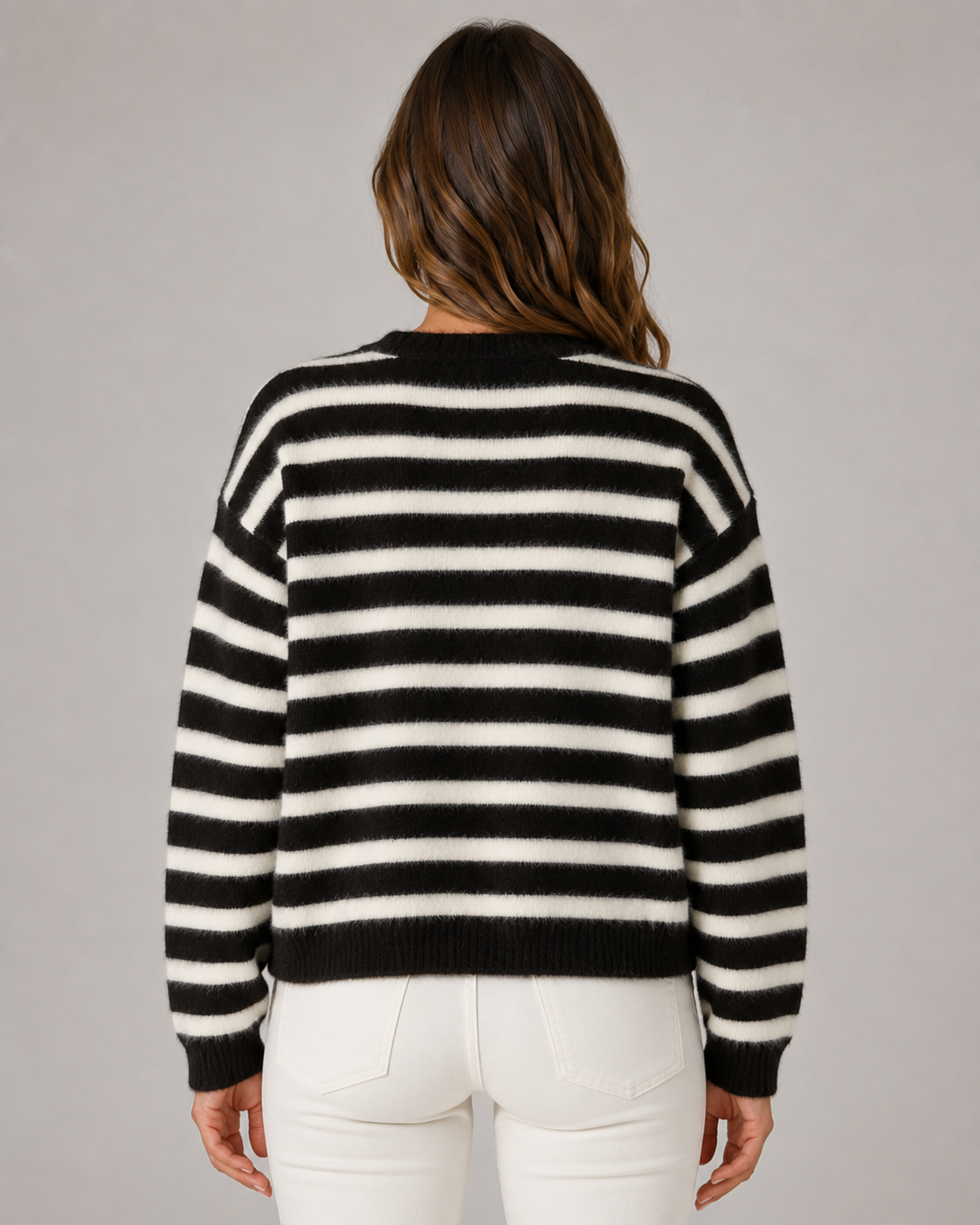 Women's Striped Knit Cardigan - Button Front Relaxed Fit